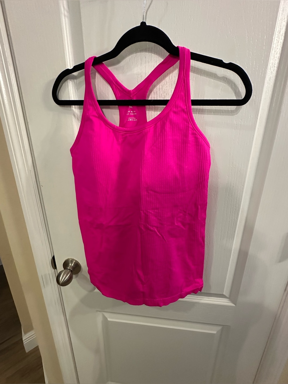 Hot Pink Ribbed Racerback Tank Top - Unbranded